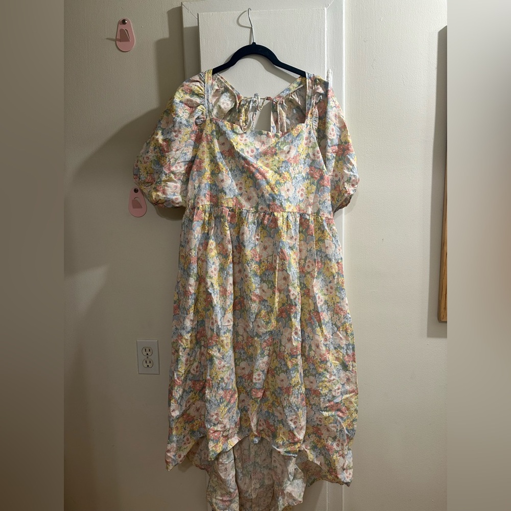 Joe Fresh x Jillian Harris Floral High-Low Dress with Puff Sleeves Size 1X